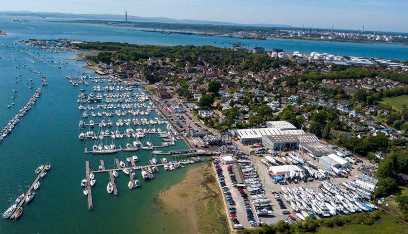 aerial photo of hamble marina