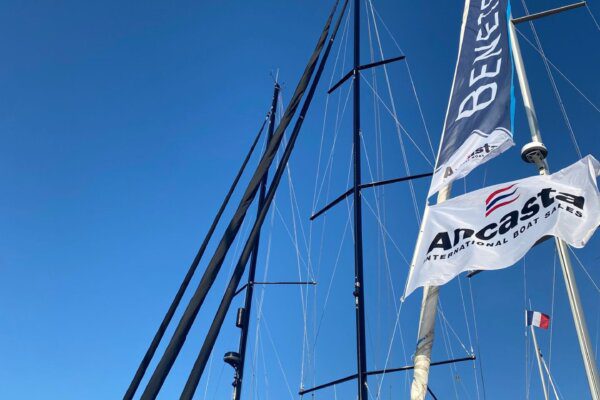 Flags flying on Ancasta Yacht Club Rally to Cherbourg 2023